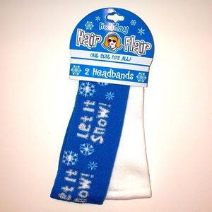 NEW Y2K 2pc Stretchy Winter Headbands Let It Snow Retro Hair Accessories